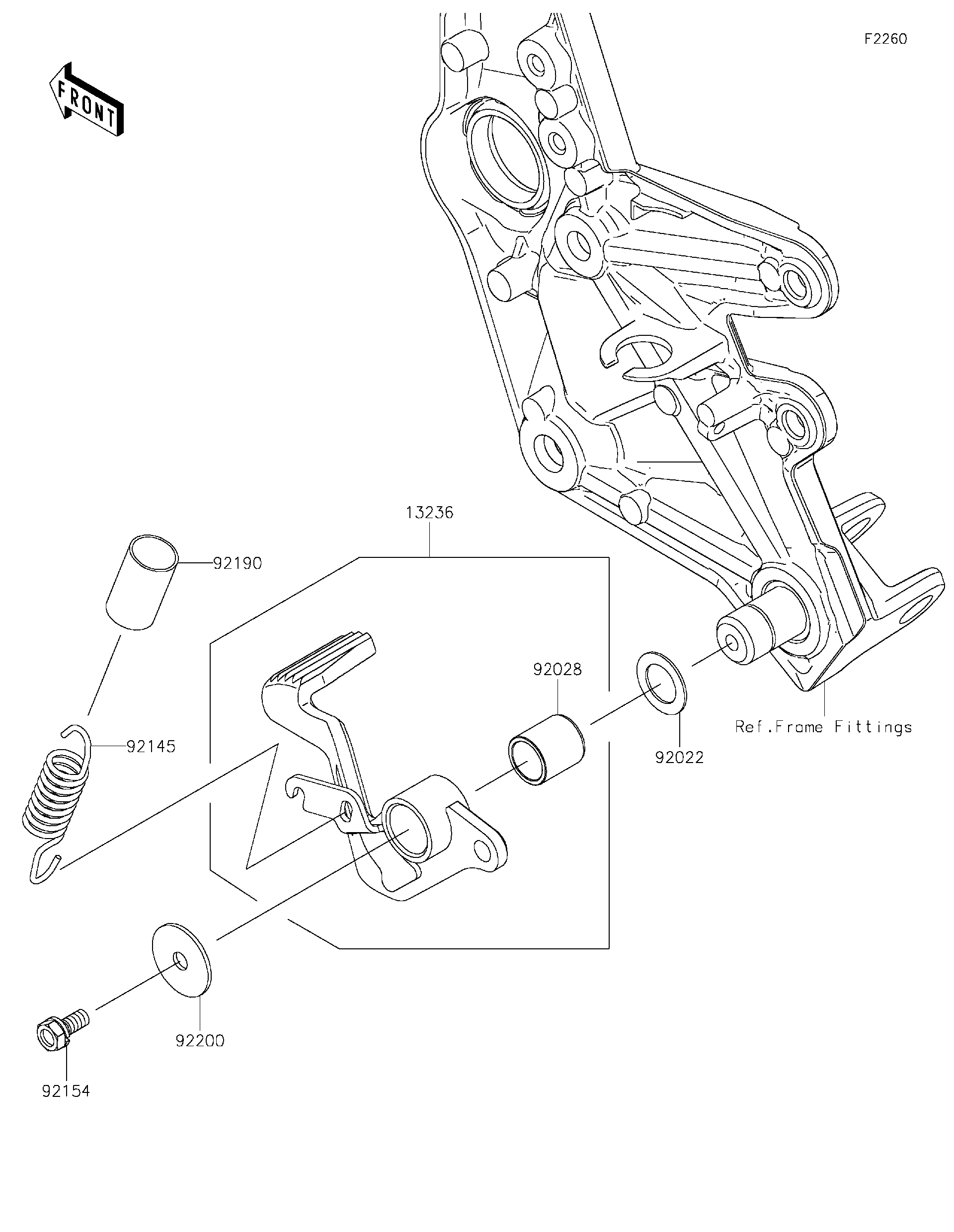 2020 Kawasaki Z H2 (ZR1000KLFA) Brake Pedal/Torque Link