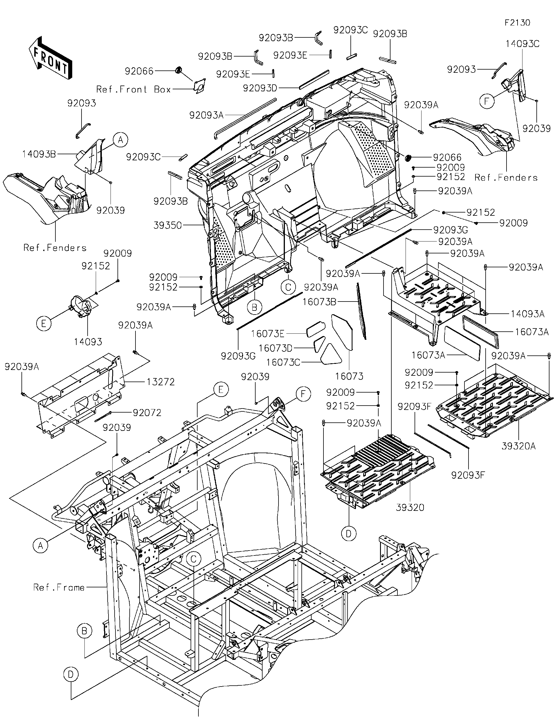riページ Kawasaki Side by Side 2015 OEM Parts Diagram for Front