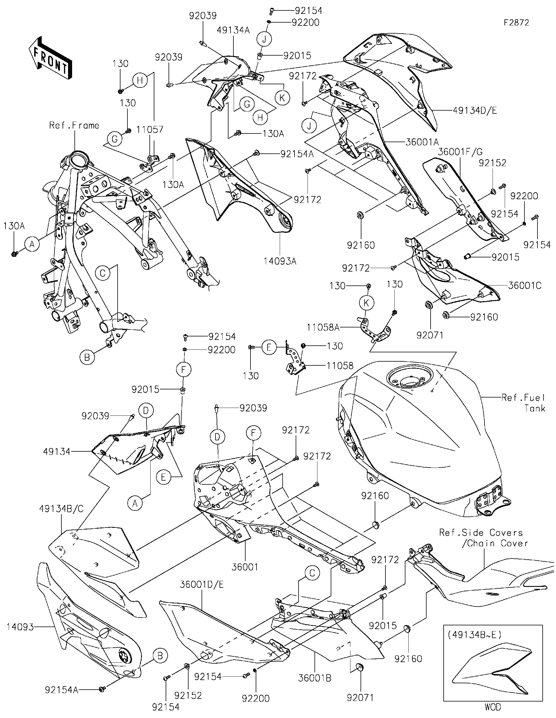 2024 Kawasaki Z500 ABS (ER500ERFNL) Cowling Lowers