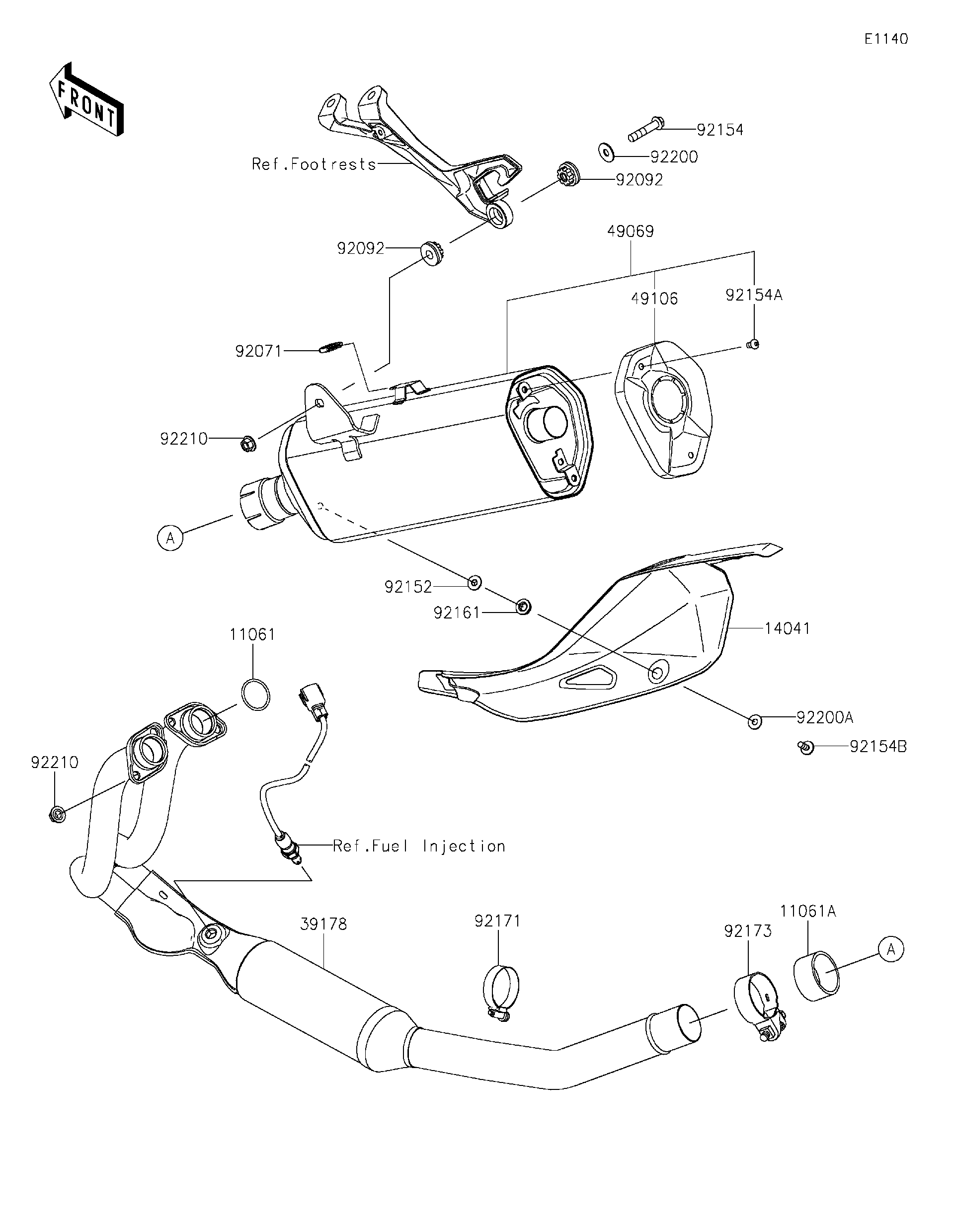 2026 Kawasaki Z500 (ER500ETFNN) Muffler(s) Motorcycles Parts