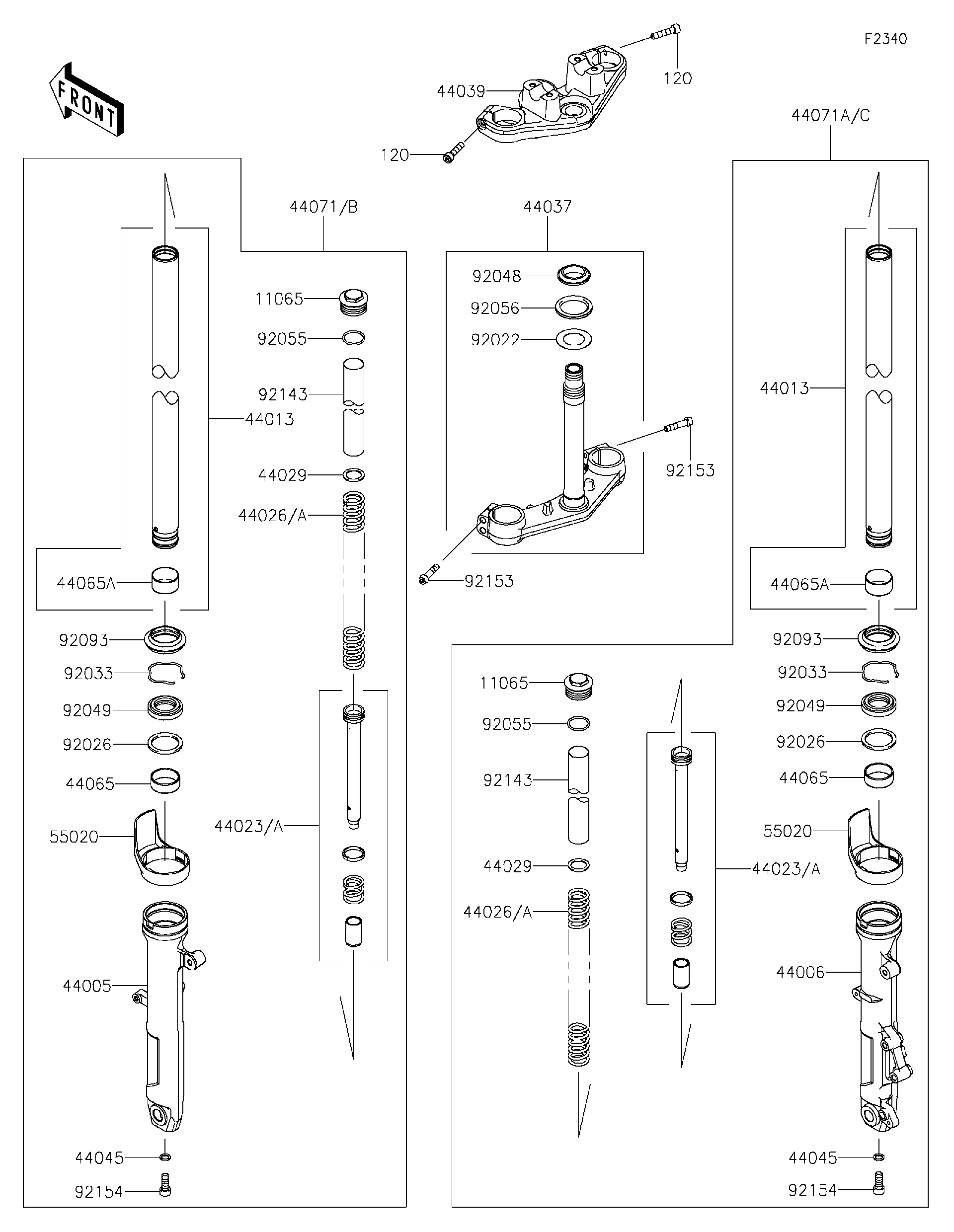プーンページ 2024 Kawasaki Z500 (ER500ERFNN) Front Fork Motorcycles Parts