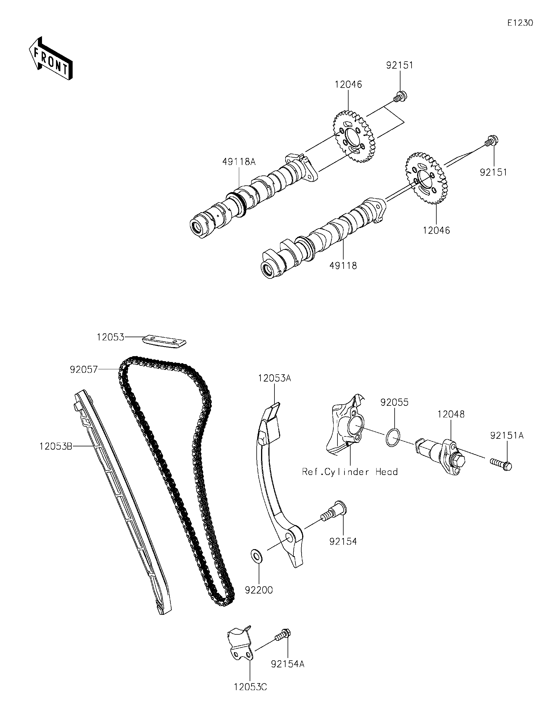 2025 Kawasaki Z500 SE ABS (ER500FSFAL) Camshaft(s)/Tensioner