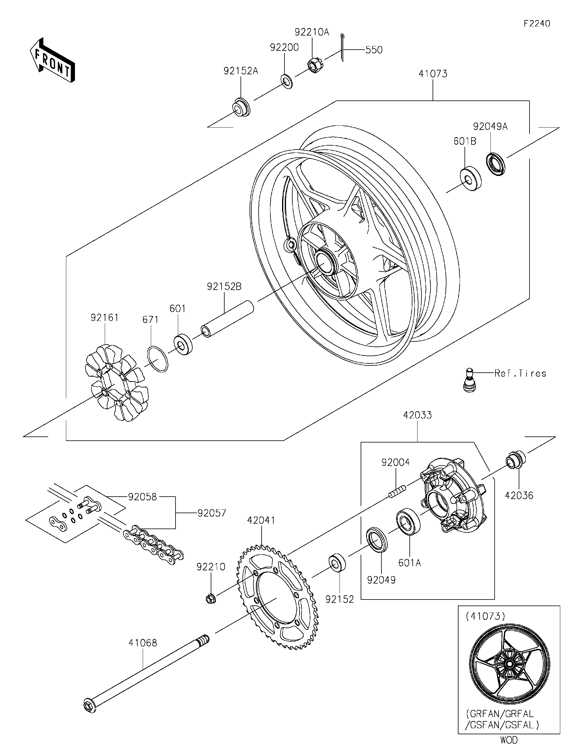 2025 Kawasaki Ninja 500 (EX500GSFNN) Rear Wheel/Chain Motorcycles