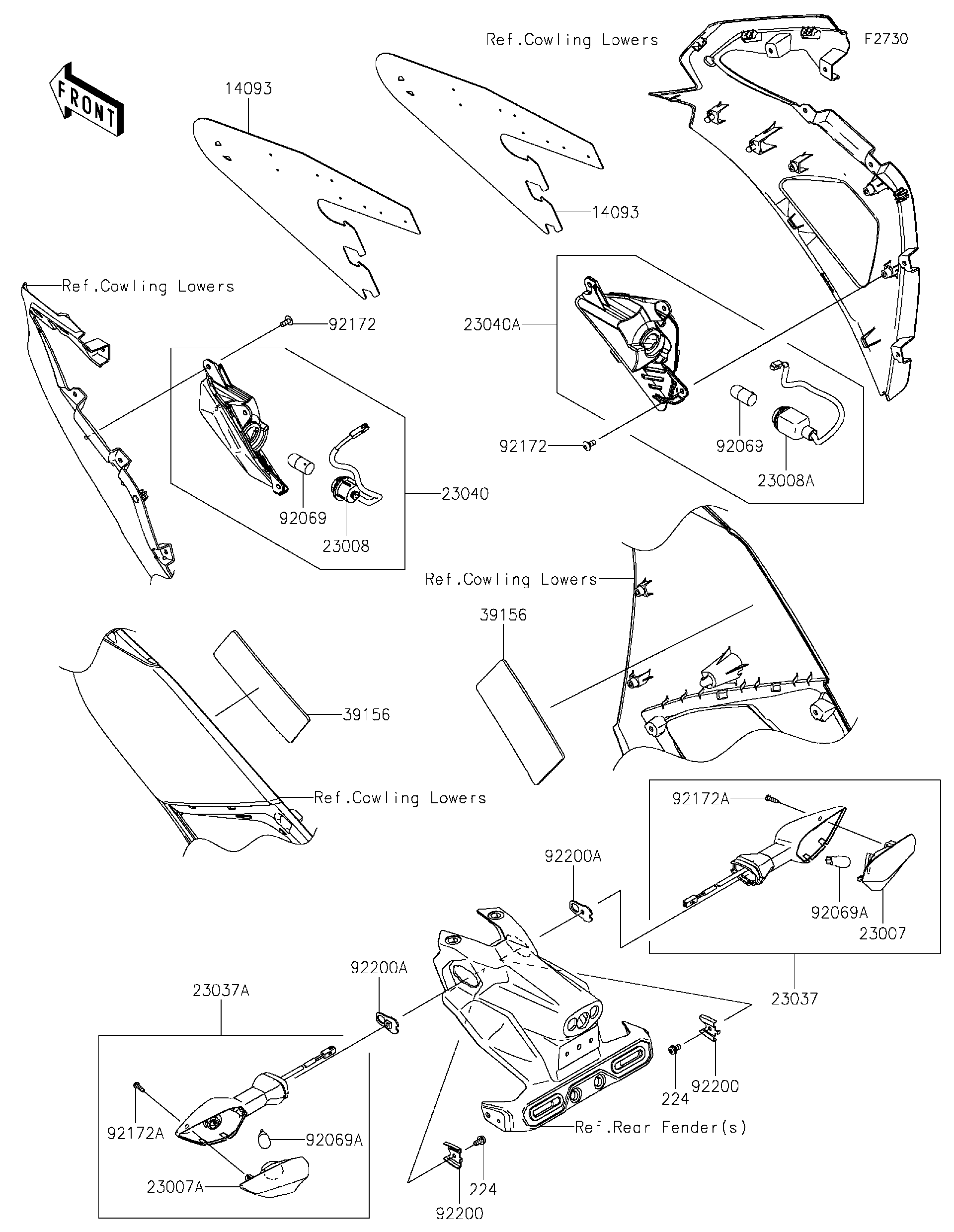 2025 Kawasaki Ninja 500 (EX500GSFNN) Turn Signals Motorcycles