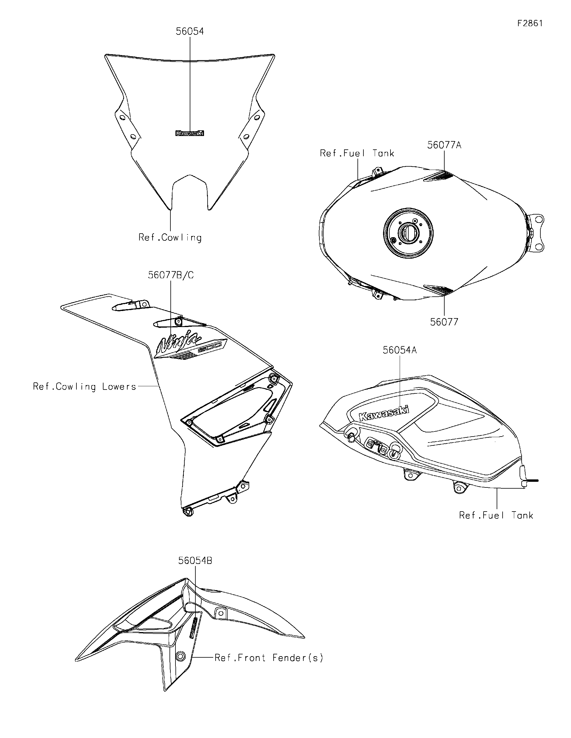 2025 Kawasaki Ninja 500 (EX500GSFAL) Decals(Silver)(GRFNN/GRFNL
