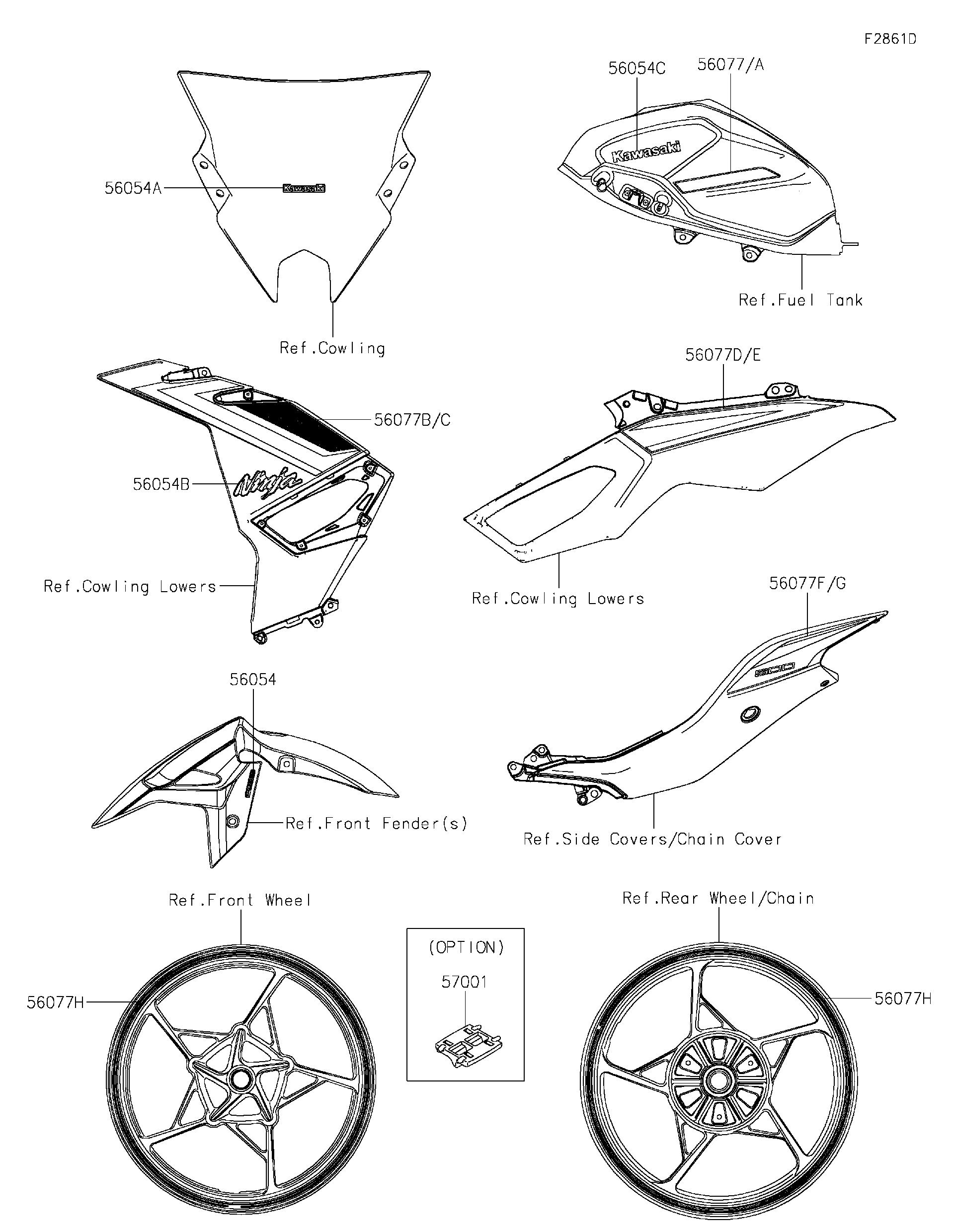 2025 Kawasaki Ninja 500 (EX500GSFAL) Decals(Black)(GSFAN/GSFAL