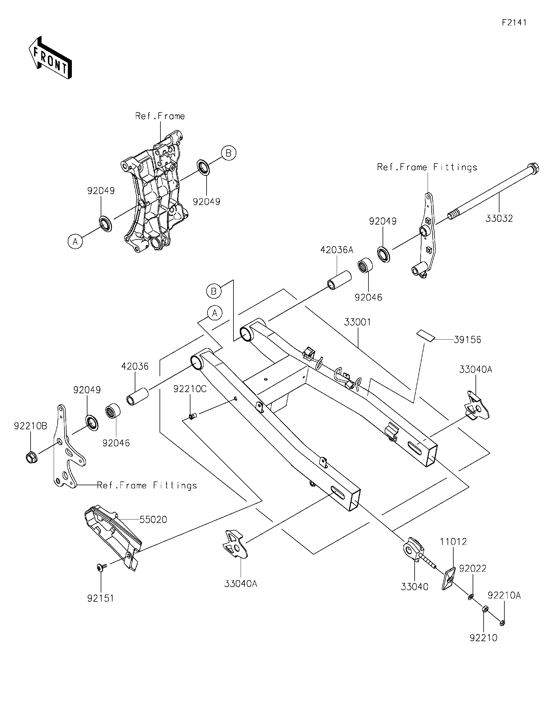 2025 Kawasaki Ninja 500 SE (EX500JSFAN) Swingarm Motorcycles Parts