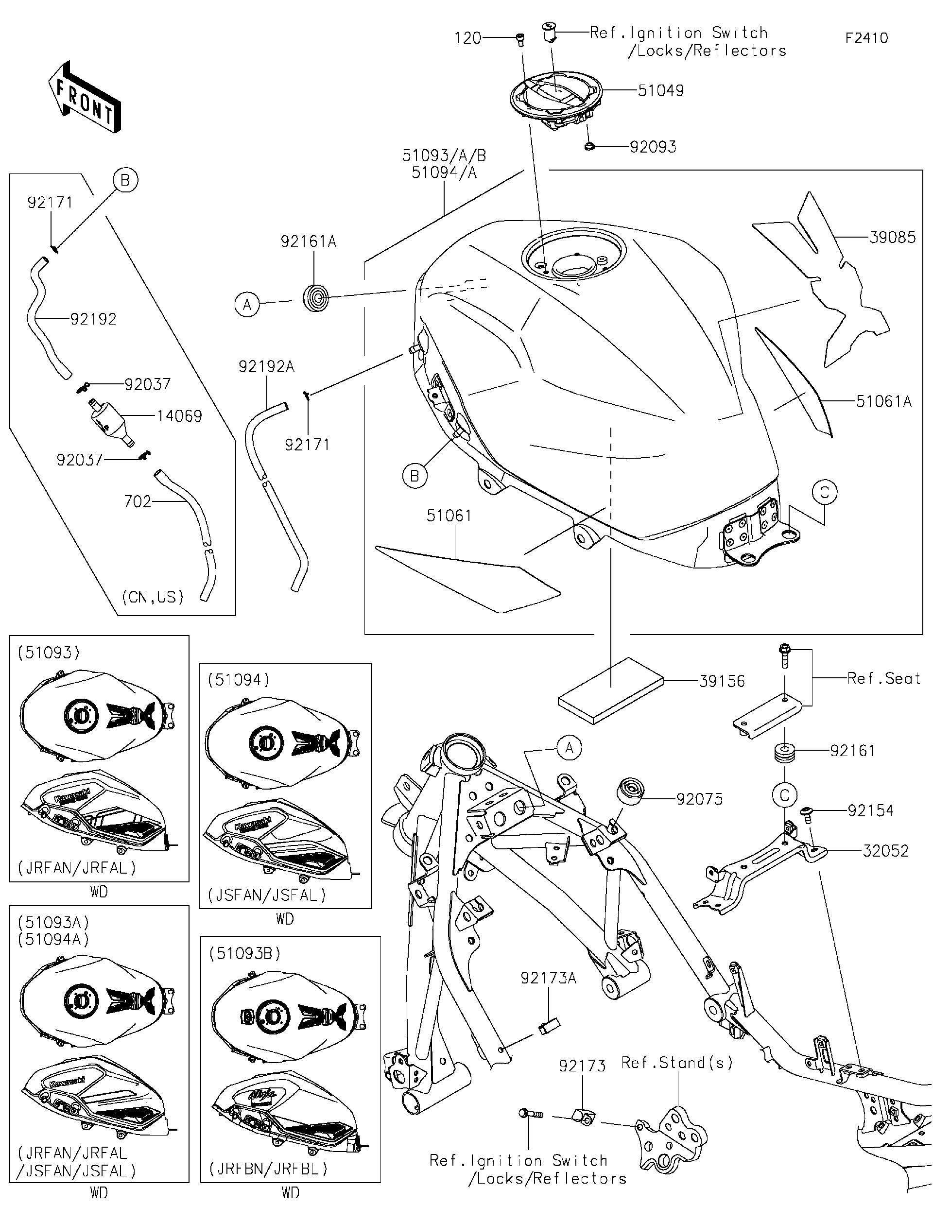 2025 Kawasaki Ninja 500 SE (EX500JSFAN) Fuel Tank Motorcycles