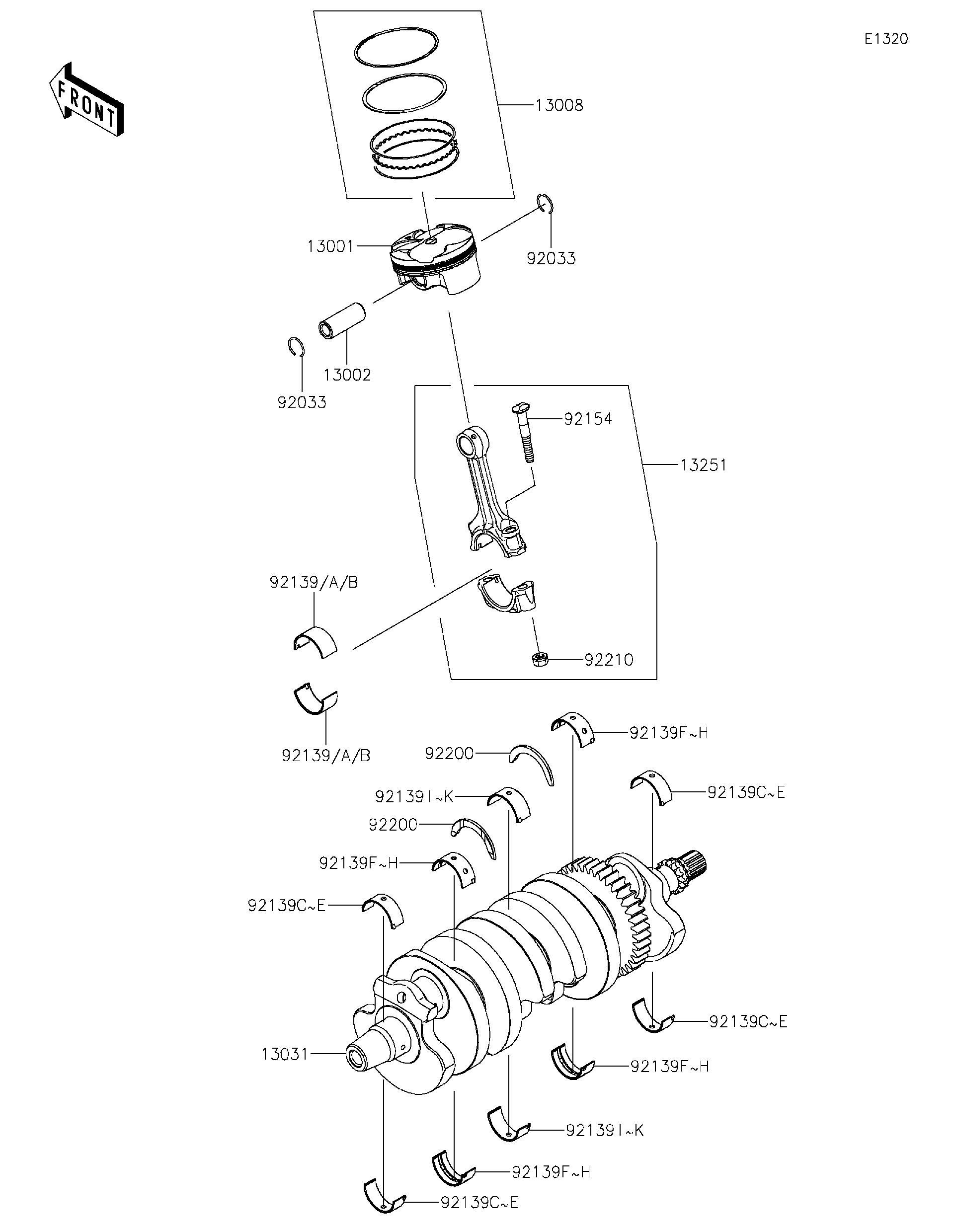 2026 Kawasaki Ninja ZX-6R ABS (ZX636JTFAN) Crankshaft/Piston(s