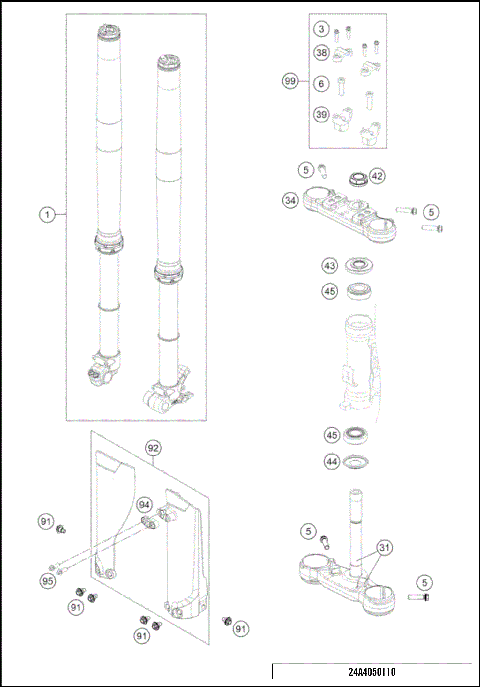 FRONT FORK, TRIPLE CLAMP