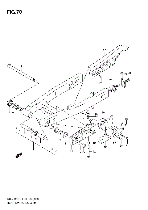 REAR SWINGING ARM (DR-Z125 E28)