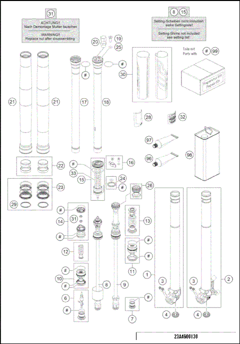 FRONT FORK DISASSEMBLED