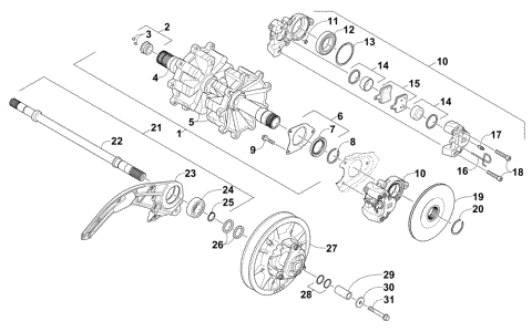 DRIVE TRAIN SHAFTS AND BRAKE ASSEMBLIES