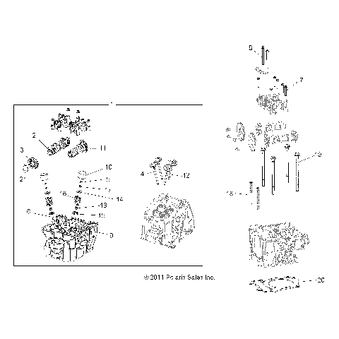 ENGINE, CYLINDER HEAD, CAMS and VALVES - R12VH57AD (49RGRCYLINDERHD12RZR570)