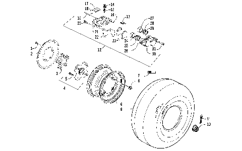 REAR WHEELS AND BRAKE ASSEMBLY [85452]