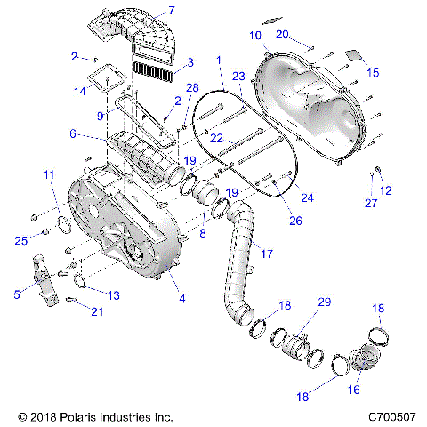 DRIVE TRAIN, CLUTCH COVER AND DUCTING - R21RSU99A9/AC/AP/AW/B9/BC/BP/BW (C700507)