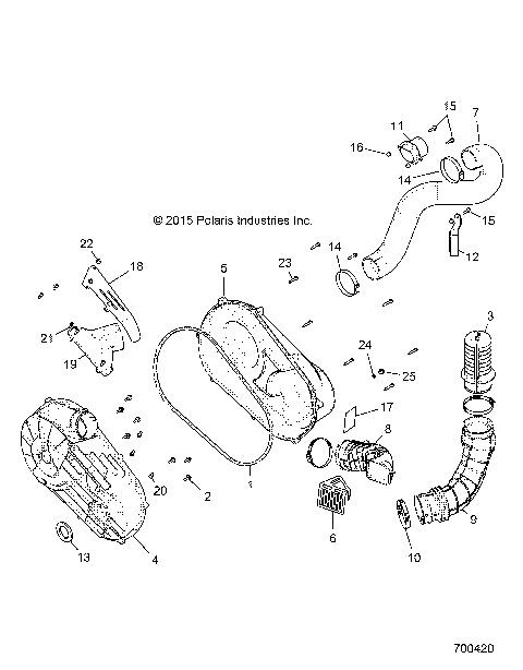DRIVE TRAIN, CLUTCH COVER AND DUCTING - Z16VBE99AK/AW/AB (700420)