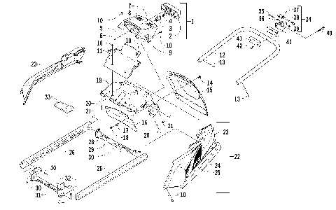 REAR BUMPER, RACK RAIL, SNOWFLAP, AND TAILLIGHT ASSEMBLY [97126]