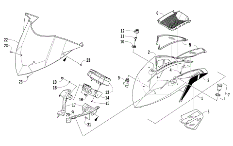 WINDSHIELD AND INSTRUMENTS ASSEMBLIES