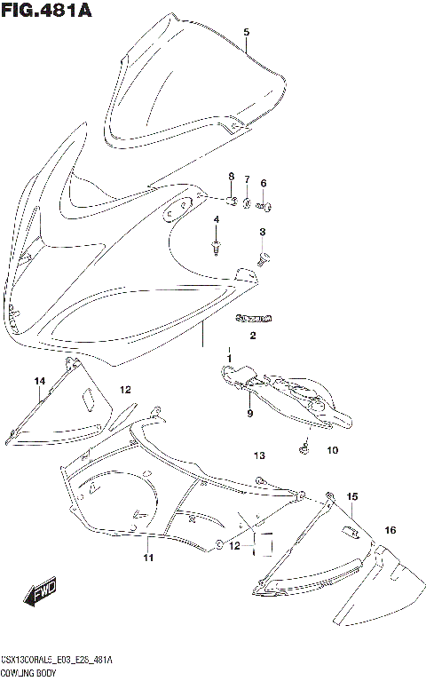 COWLING BODY (GSX1300RAL5 E03)