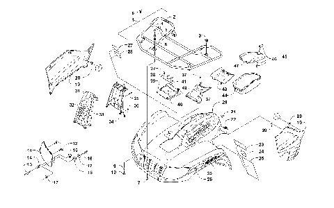 FRONT RACK, BODY PANEL, AND HEADLIGHT ASSEMBLIES [301328]