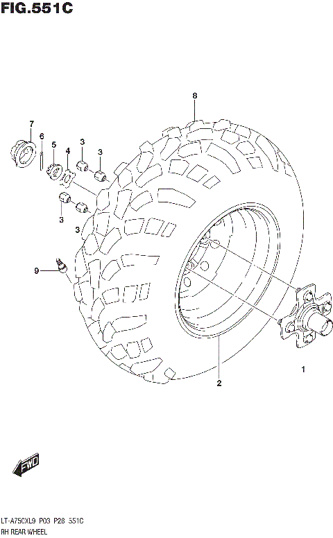 RH REAR WHEEL (LT-A750XL9 P33)