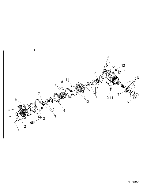 DRIVE TRAIN, FRONT GEARCASE INTERNALS - D20BBP99A4/B4/FP99A4 (702587)