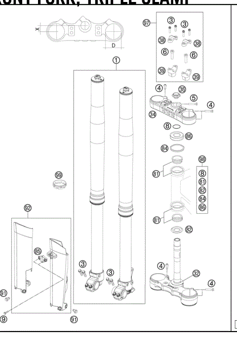 FRONT FORK,TRIPLECLAMP 