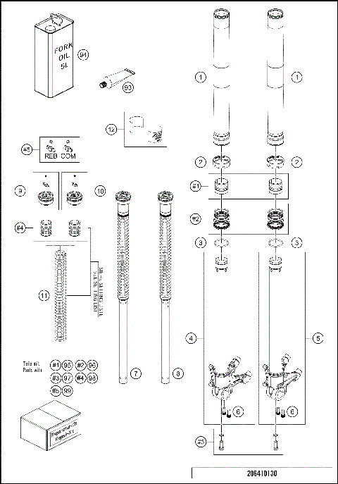FRONT FORK DISASSEMBLED