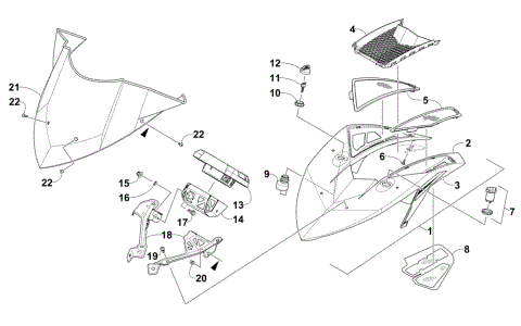 WINDSHIELD AND INSTRUMENTS ASSEMBLIES