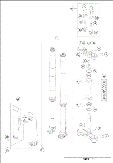 FRONT FORK, TRIPLE CLAMP