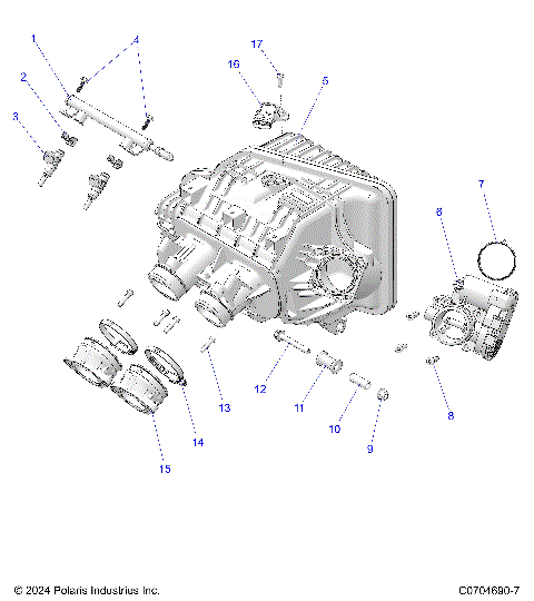 ENGINE, INTAKE MANIFOLD, THROTTLE BODY, FUEL RAIL