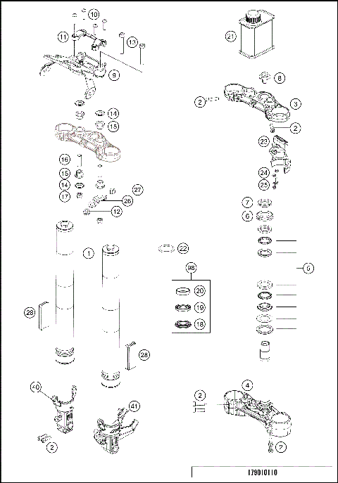FRONT FORK, TRIPLE CLAMP