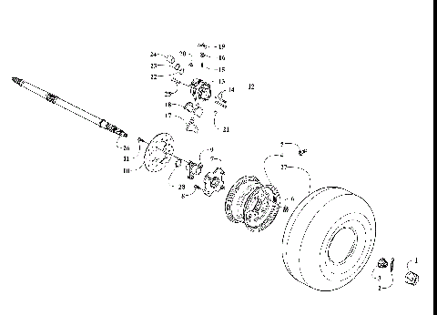 REAR WHEELS, AXLE, AND BRAKE ASSEMBLY [301257]