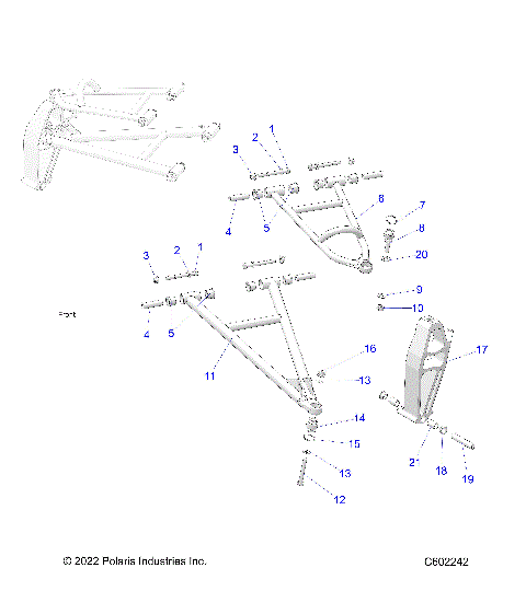 SUSPENSION, FRONT, CONTROL ARMS and SPINDLE - S23MDX6DSA/6DEA (C602242)
