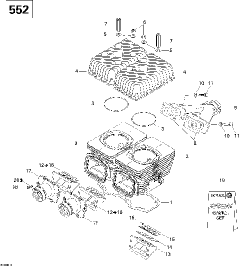 01- Cylinder, Exhaust Manifold And Reed Valve V2