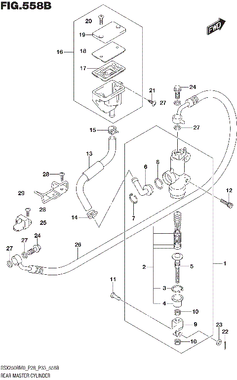 REAR MASTER CYLINDER (GSX250RM0 P33)