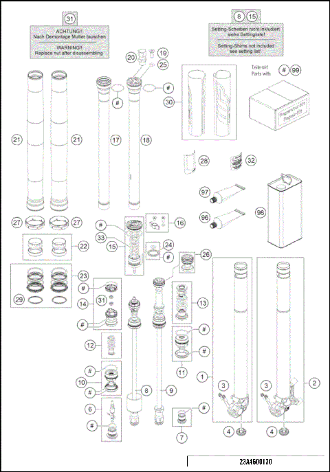 FRONT FORK DISASSEMBLED