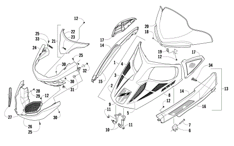 HOOD, WINDSHIELD, AND FRONT BUMPER ASSEMBLY