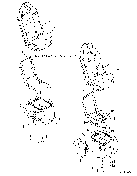 BODY, SEAT ASM. AND SLIDER - G21GAB99CM/FM (701988)