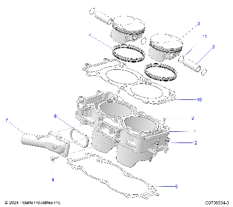ENGINE, CYLINDER AND PISTON