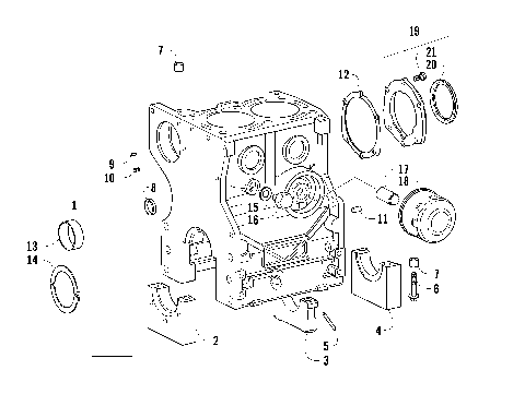 CRANKCASE, CRANKSHAFT SUPPORT, AND OIL FILTER ASSEMBLIES [94180]