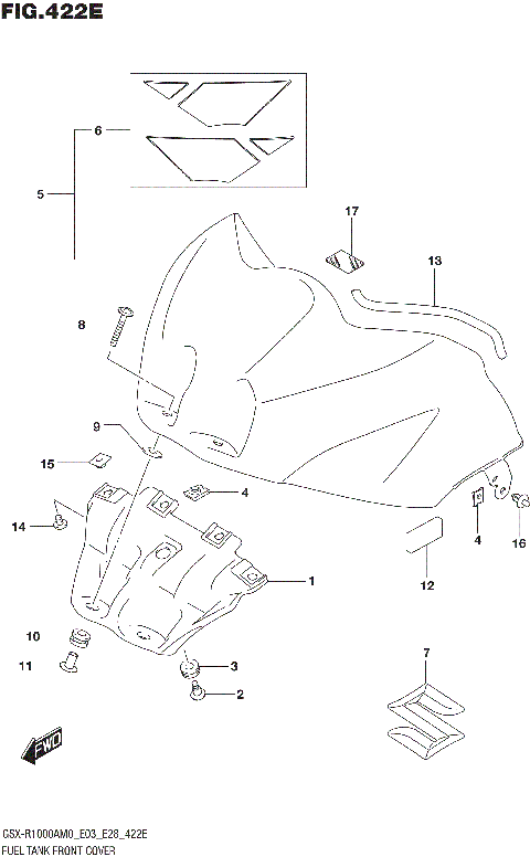 FUEL TANK FRONT COVER (GSX-R1000RZA)