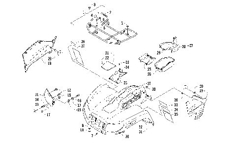 FRONT RACK, BODY PANEL, AND HEADLIGHT ASSEMBLIES [97384]