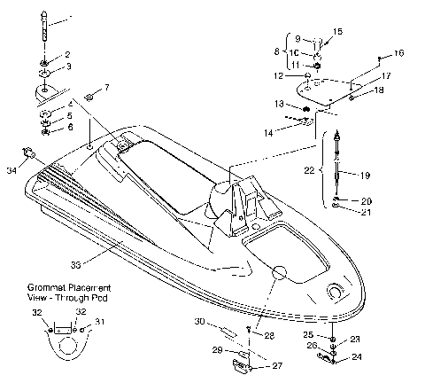 HULL and BODY ASSEMBLY SL 750 B954070 (4930523052A006)