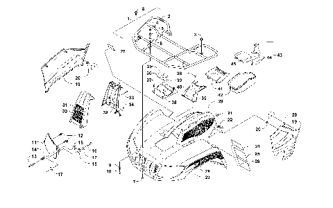 FRONT RACK, BODY PANEL, AND HEADLIGHT ASSEMBLIES [100337]