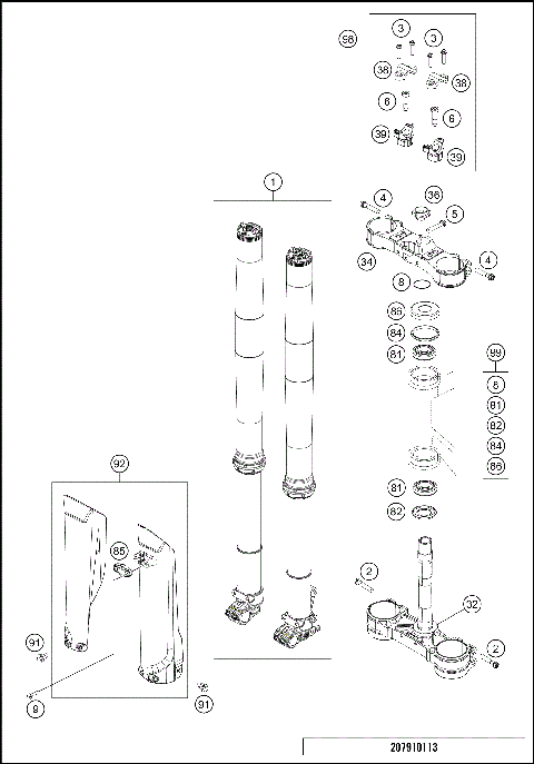 FRONT FORK, TRIPLE CLAMP