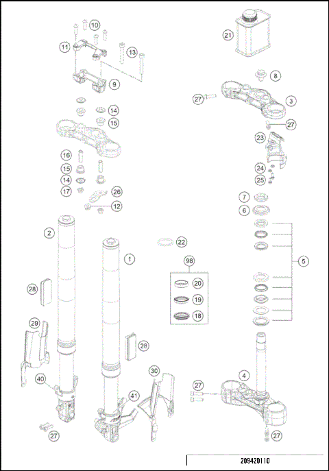 FRONT FORK, TRIPLE CLAMP