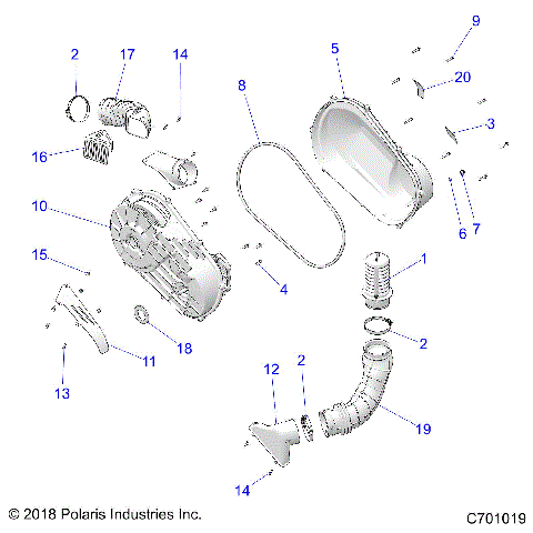 DRIVE TRAIN, CLUTCH COVER AND DUCTING - Z20ASA87B2/E87BH/BW/LW (C701019)