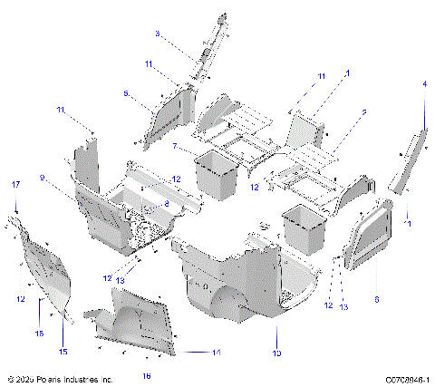 BODY, FRONT CLOSEOFF AND FLOOR
